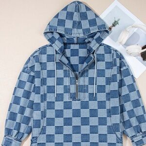 Blue Checkered Hoodie